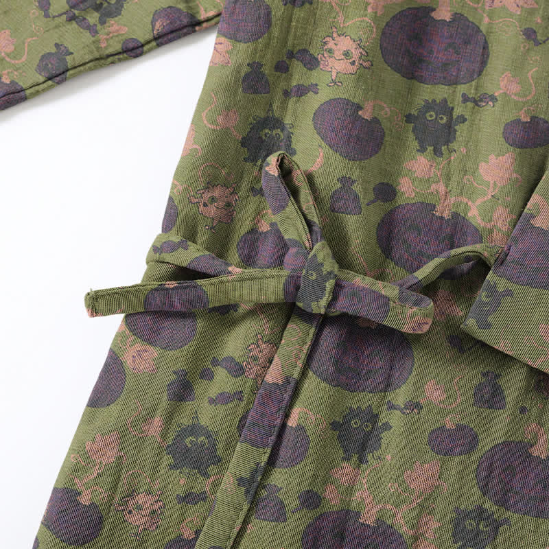 Retro Halloween Kürbis Kimono Pyjama Set - image 12
