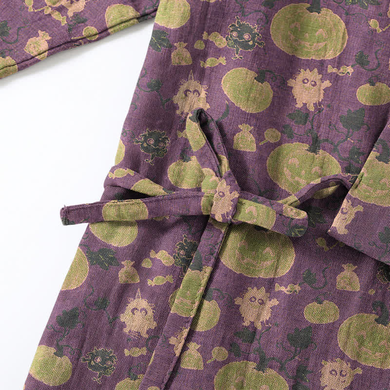 Retro Halloween Kürbis Kimono Pyjama Set - image 4