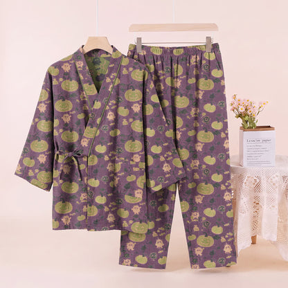 Retro Halloween Kürbis Kimono Pyjama Set - image 5