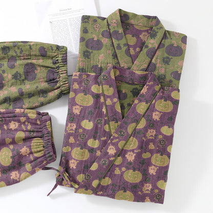 Retro Halloween Kürbis Kimono Pyjama Set - image 7