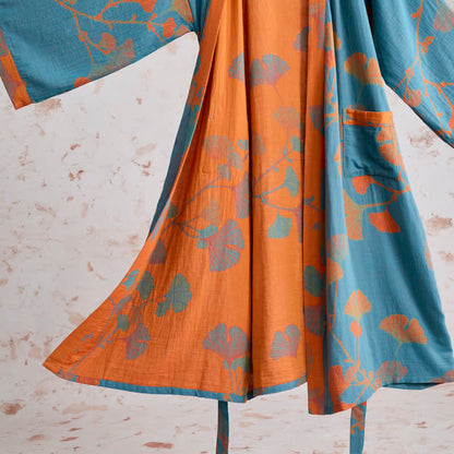 Retro-Kimono aus Baumwolle mit Ginkgoblatt - image 13