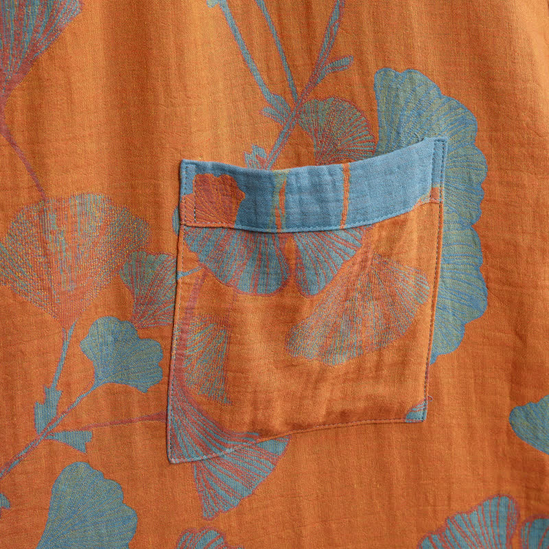 Retro-Kimono aus Baumwolle mit Ginkgoblatt - image 6