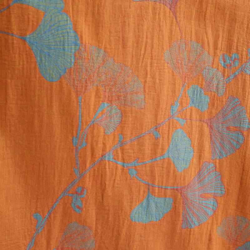 Retro-Kimono aus Baumwolle mit Ginkgoblatt - image 7