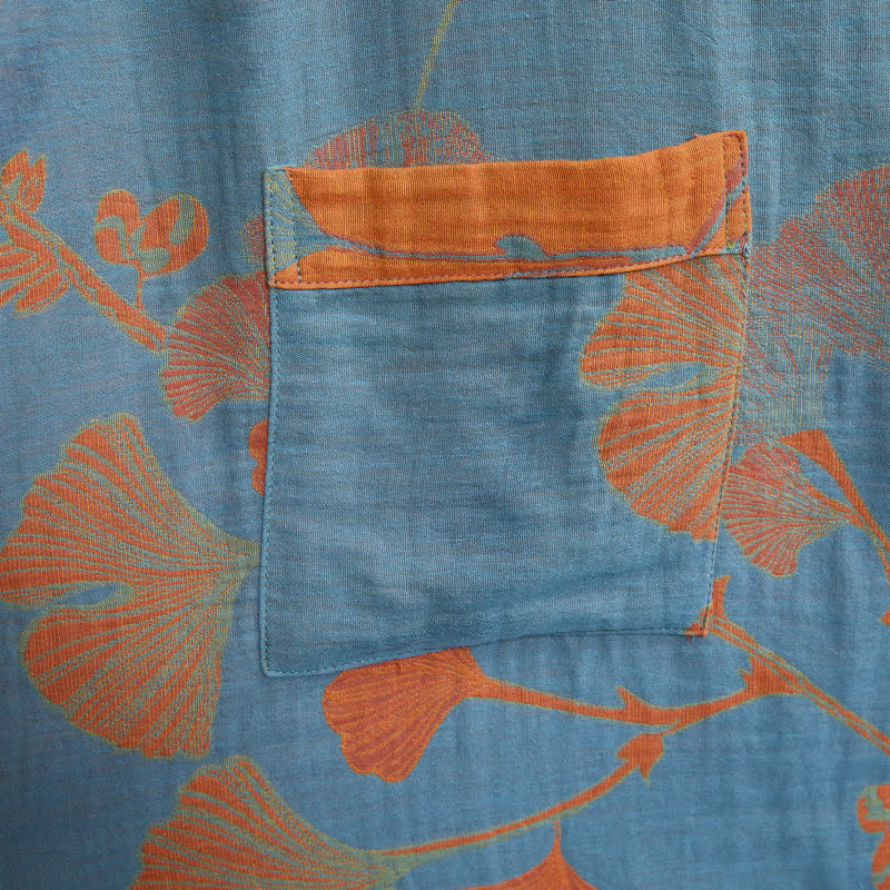 Retro-Kimono aus Baumwolle mit Ginkgoblatt - image 14
