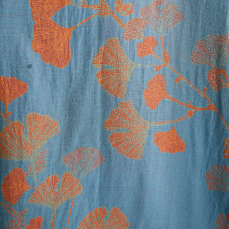 Retro-Kimono aus Baumwolle mit Ginkgoblatt - image 15