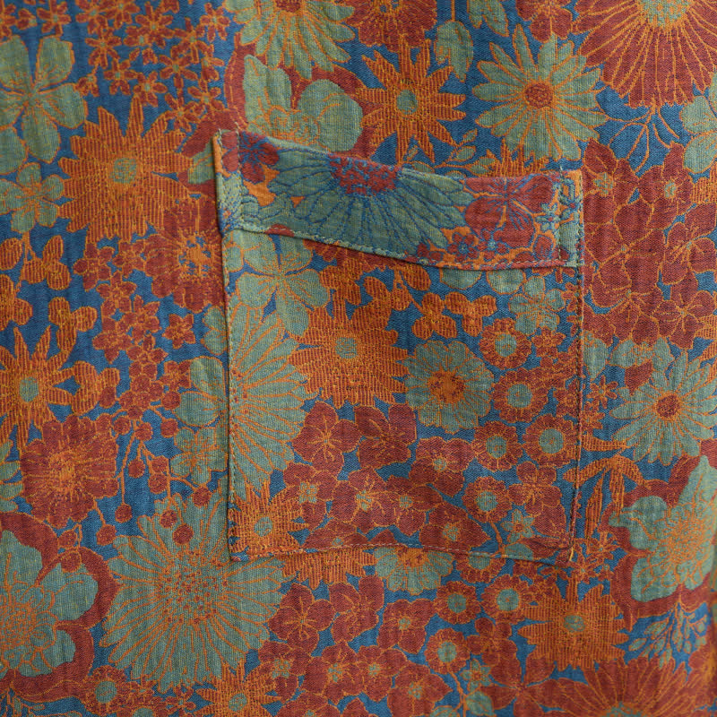 Vintage Kimono-Bademantel aus Baumwolle mit bunten Blumenmustern - image 6