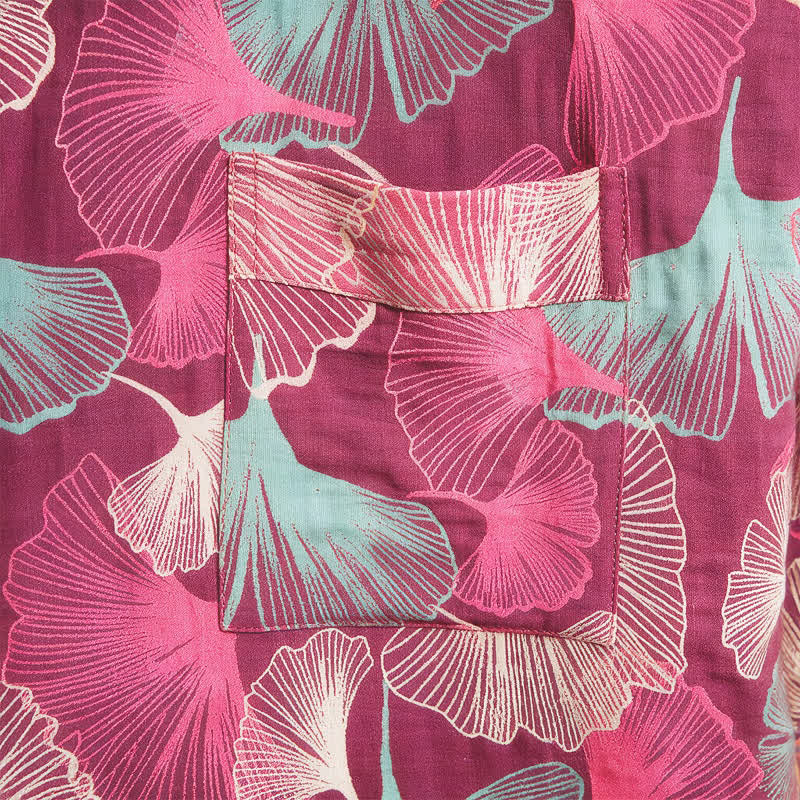 Künstlerischer Kimono aus Ginkgoblättern – Loungewear-Bademantel - image 4