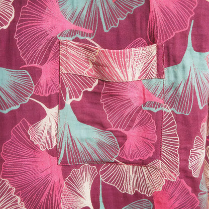 Künstlerischer Kimono aus Ginkgoblättern – Loungewear-Bademantel - image 4