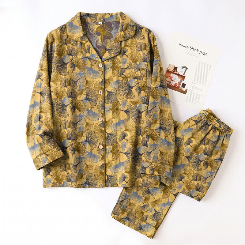 Pyjama-Set mit Ginkgoblatt-Kragen - image 4