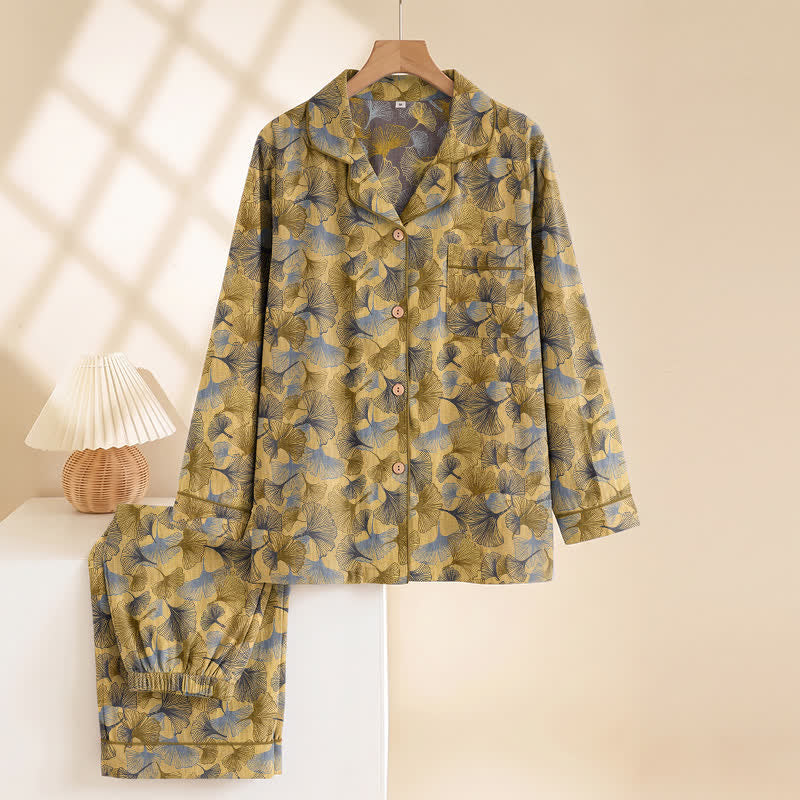 Pyjama-Set mit Ginkgoblatt-Kragen - image 1