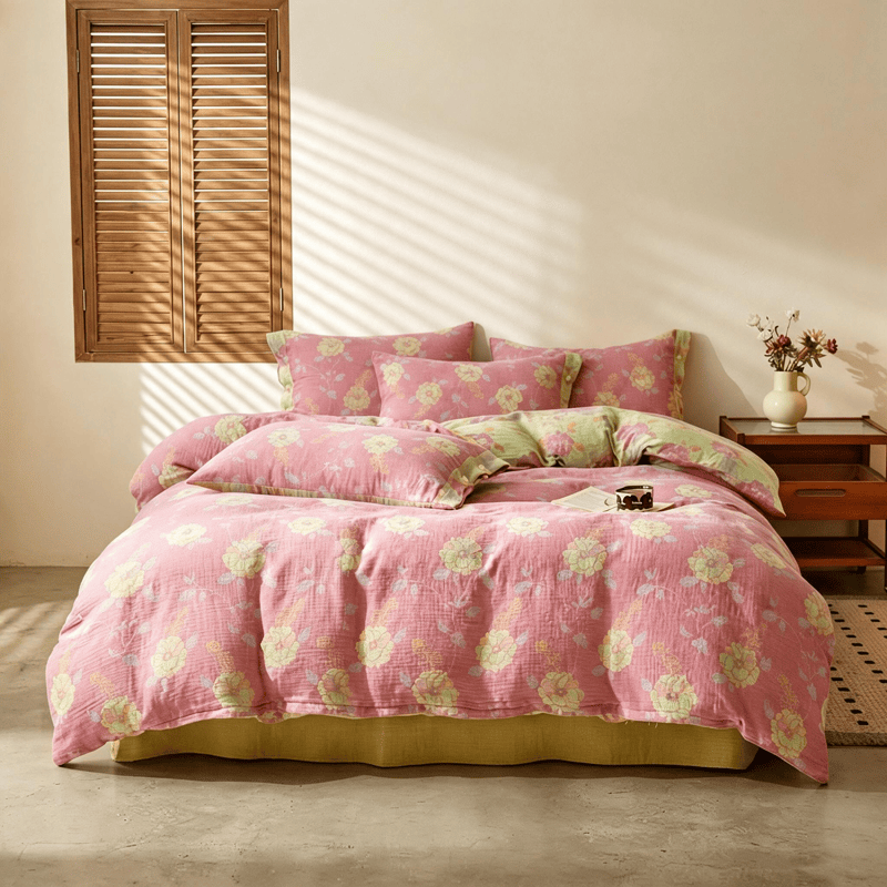 Bettwäsche-Set aus Baumwolle mit Vintage-Blumenmuster - image 2