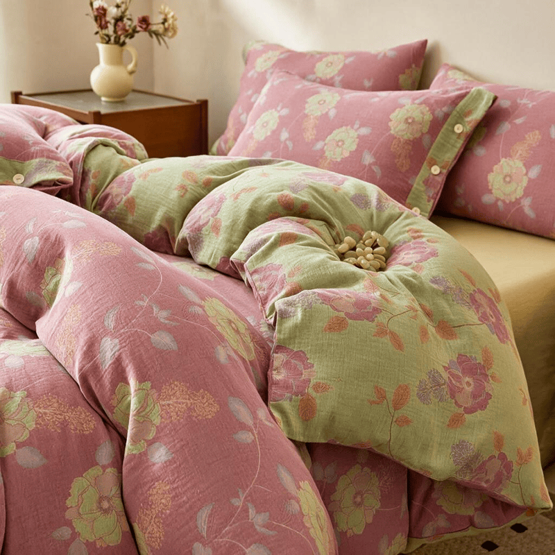 Bettwäsche-Set aus Baumwolle mit Vintage-Blumenmuster - image 1
