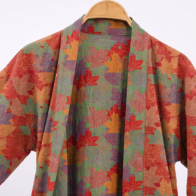 Kimono-Bademantel aus Baumwolle mit Ahornblattmuster für den Herbst - image 2