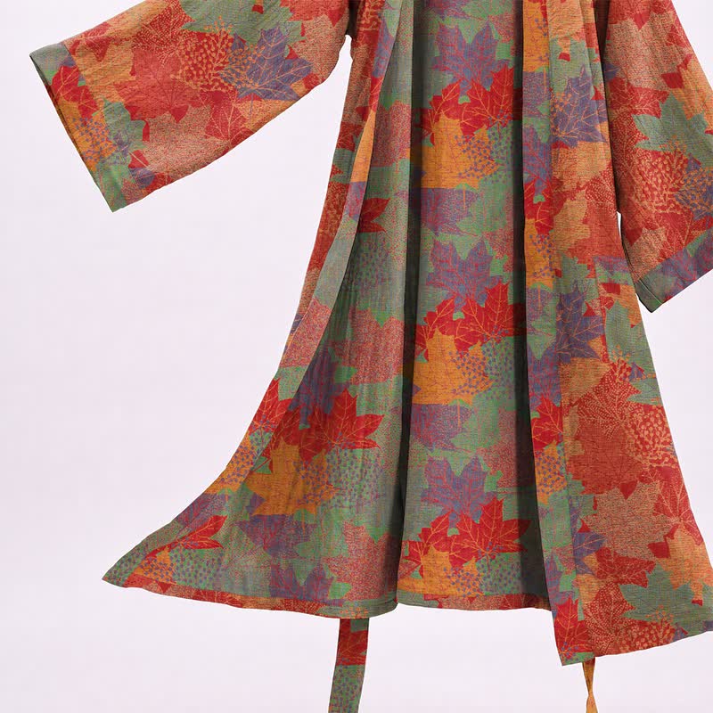 Kimono-Bademantel aus Baumwolle mit Ahornblattmuster für den Herbst - image 3