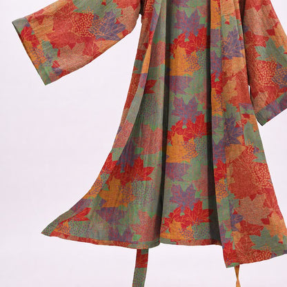 Kimono-Bademantel aus Baumwolle mit Ahornblattmuster für den Herbst - image 3