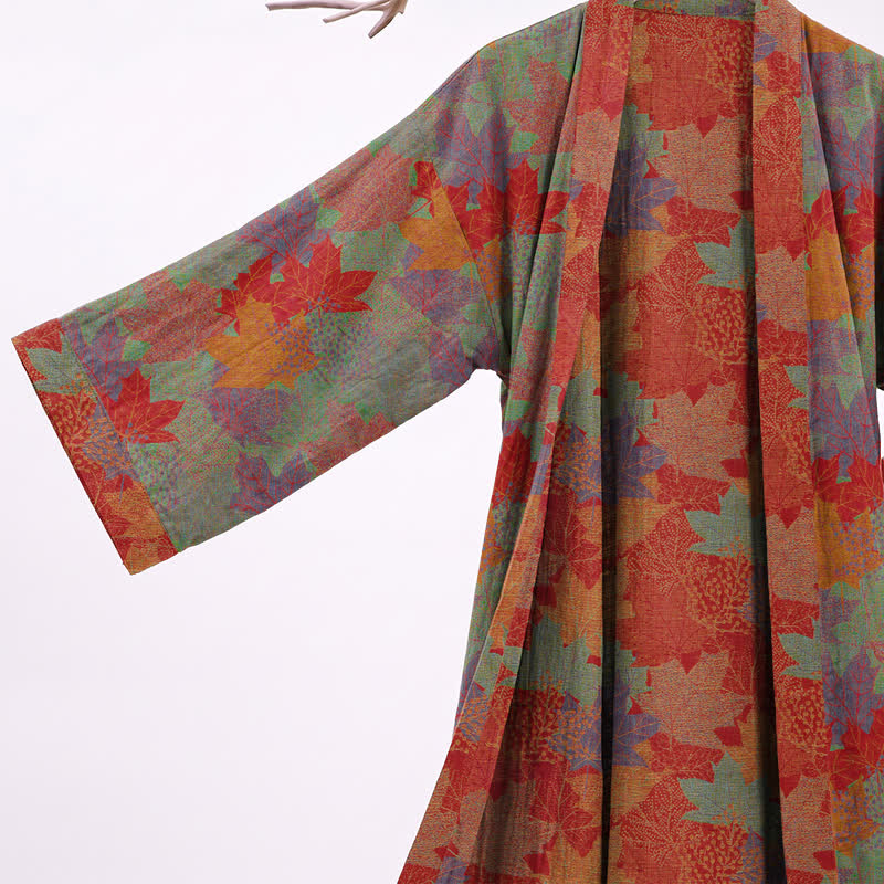 Kimono-Bademantel aus Baumwolle mit Ahornblattmuster für den Herbst - image 8