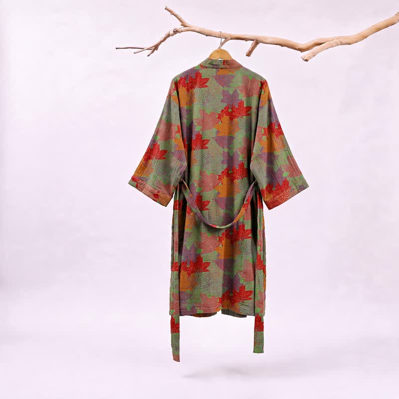 Kimono-Bademantel aus Baumwolle mit Ahornblattmuster für den Herbst - image 6