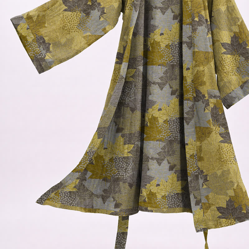 Kimono-Bademantel aus Baumwolle mit Ahornblattmuster für den Herbst - image 15
