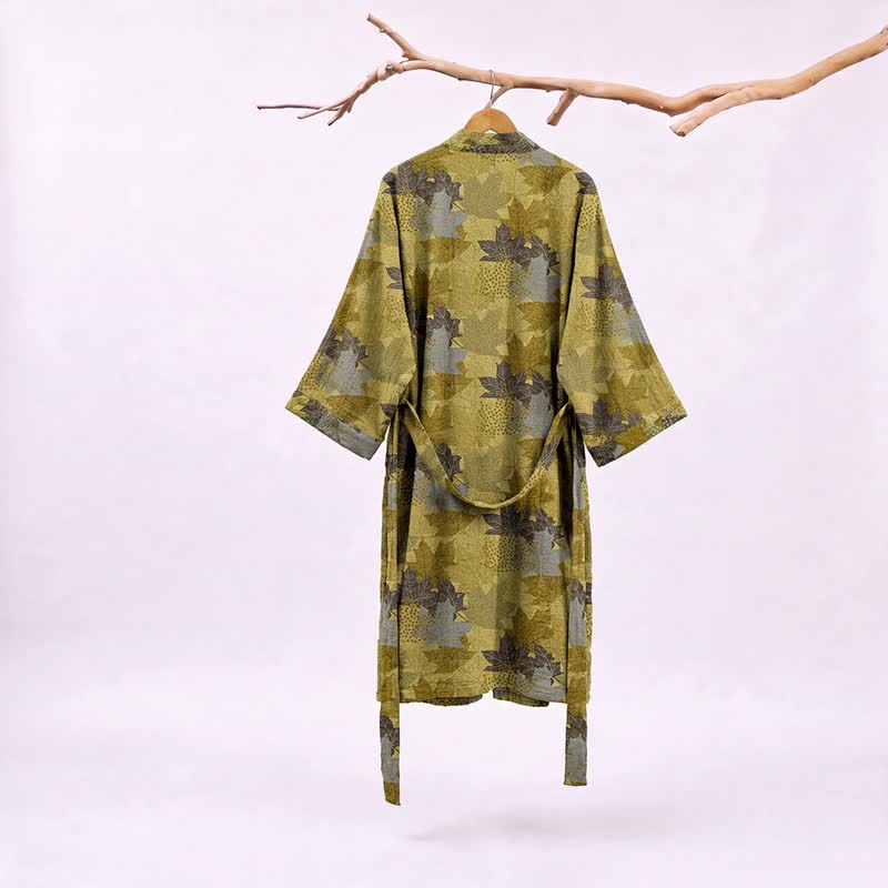 Kimono-Bademantel aus Baumwolle mit Ahornblattmuster für den Herbst - image 12