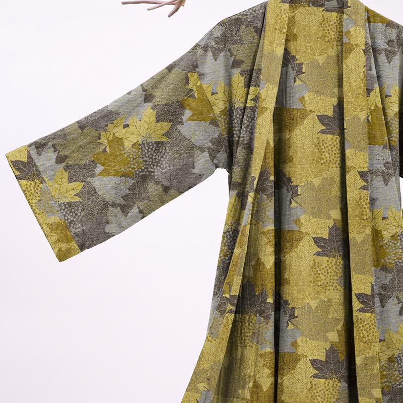 Kimono-Bademantel aus Baumwolle mit Ahornblattmuster für den Herbst - image 20