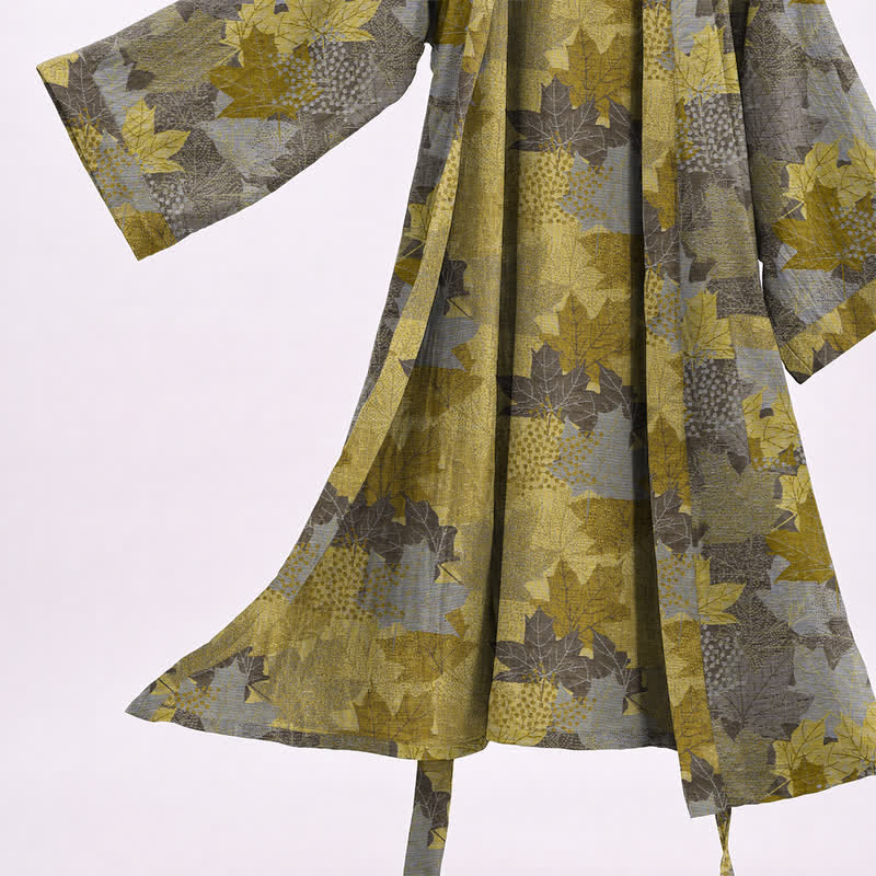 Kimono-Bademantel aus Baumwolle mit Ahornblattmuster für den Herbst - image 21