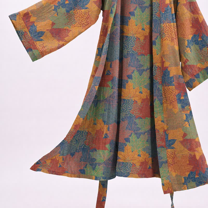 Kimono-Bademantel aus Baumwolle mit Ahornblattmuster für den Herbst - image 27