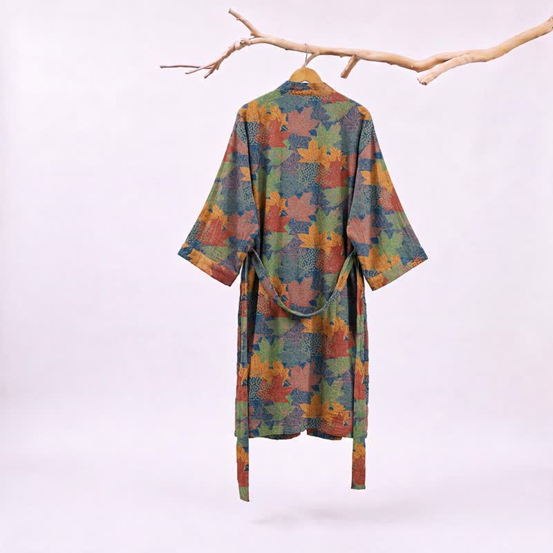 Kimono-Bademantel aus Baumwolle mit Ahornblattmuster für den Herbst - image 30
