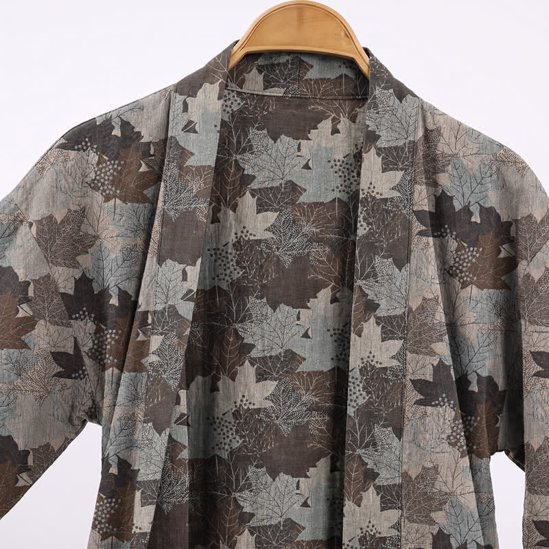 Kimono-Bademantel aus Baumwolle mit Ahornblattmuster für den Herbst - image 43