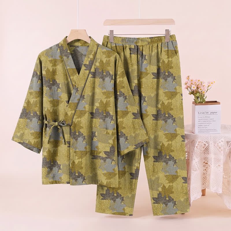 Kimono-Pyjama-Set aus Baumwolle mit Ahornblattmuster - image 17