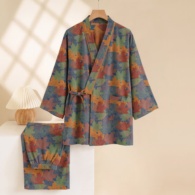 Kimono-Pyjama-Set aus Baumwolle mit Ahornblattmuster - image 42