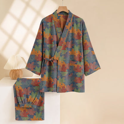 Kimono-Pyjama-Set aus Baumwolle mit Ahornblattmuster - image 42