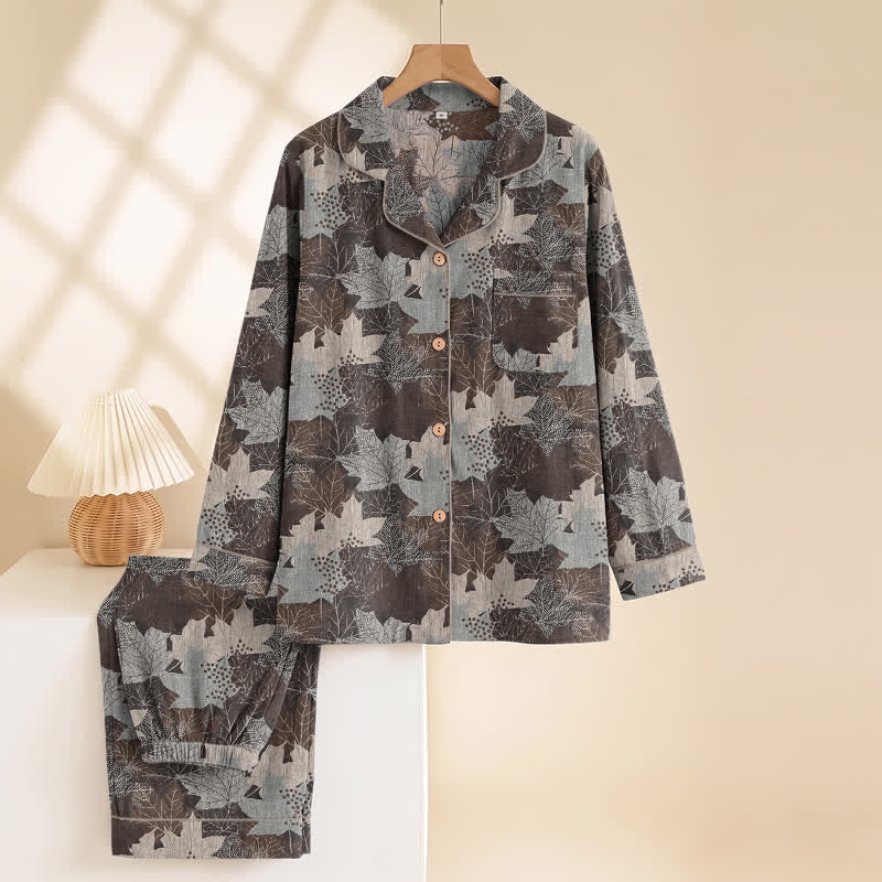 Loungewear-Set aus Baumwolle mit Ahornblattmuster für den Herbst - image 37