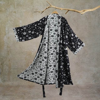 Halloween-Kürbis-Süßigkeiten-Baumwollkimono-Bademantel - Schwarz - 2XL - image 0