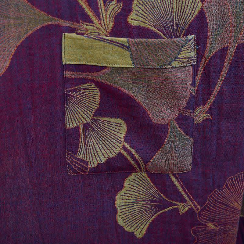 Retro-Kimono aus Baumwolle mit Ginkgoblatt - image 6
