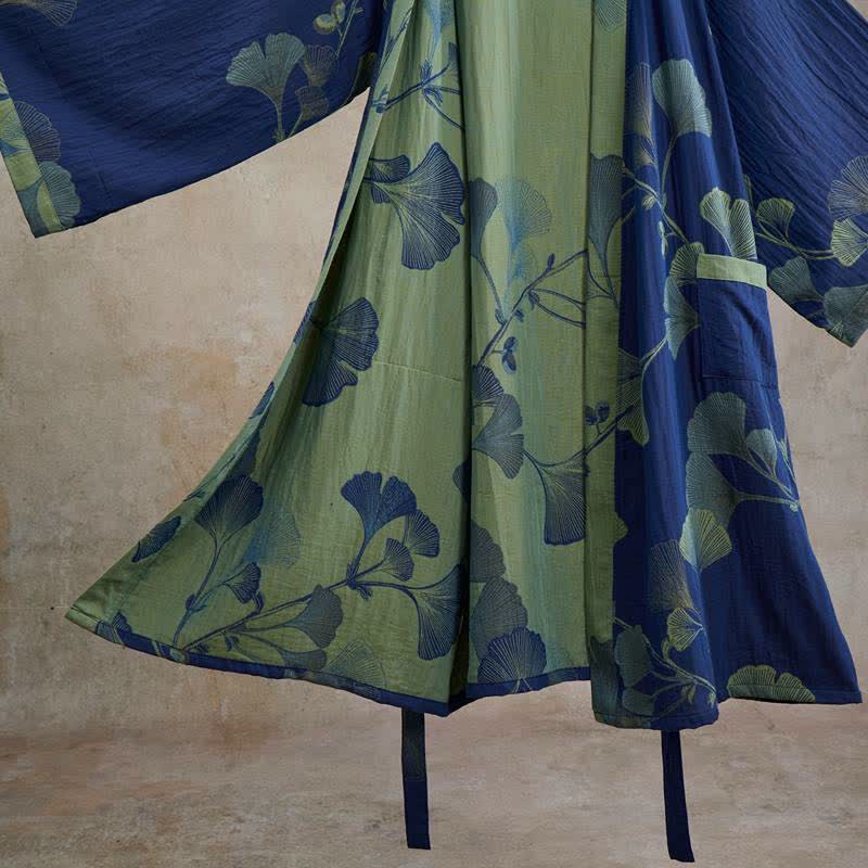Retro-Kimono aus Baumwolle mit Ginkgoblatt - image 10
