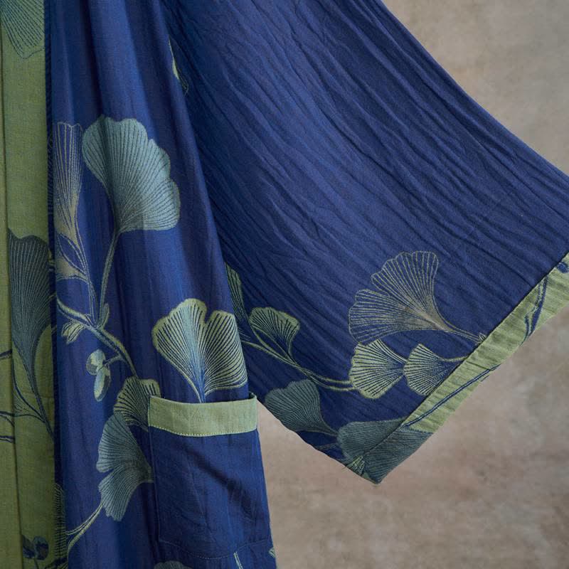 Retro-Kimono aus Baumwolle mit Ginkgoblatt - image 13