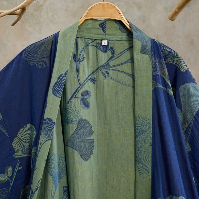 Retro-Kimono aus Baumwolle mit Ginkgoblatt - image 11