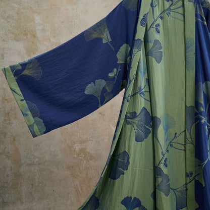 Retro-Kimono aus Baumwolle mit Ginkgoblatt - image 12