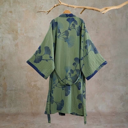Retro-Kimono aus Baumwolle mit Ginkgoblatt - image 16