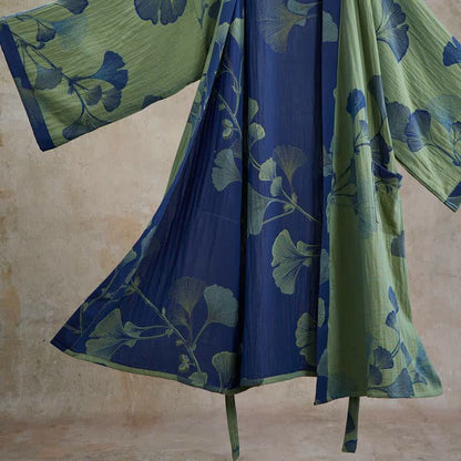 Retro-Kimono aus Baumwolle mit Ginkgoblatt - image 17
