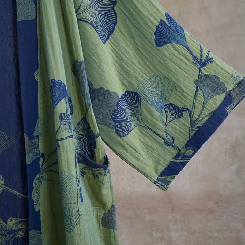 Retro-Kimono aus Baumwolle mit Ginkgoblatt - image 20