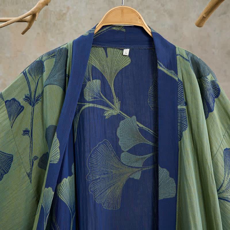 Retro-Kimono aus Baumwolle mit Ginkgoblatt - image 18