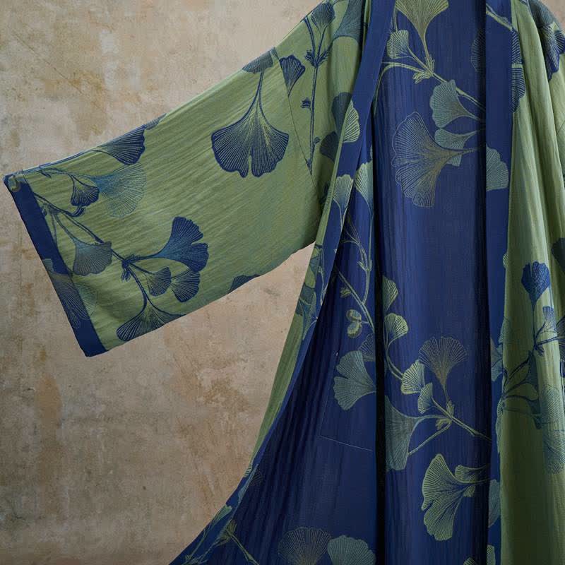 Retro-Kimono aus Baumwolle mit Ginkgoblatt - image 19