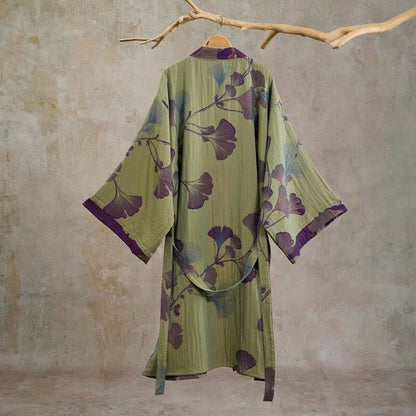 Retro-Kimono aus Baumwolle mit Ginkgoblatt - image 24