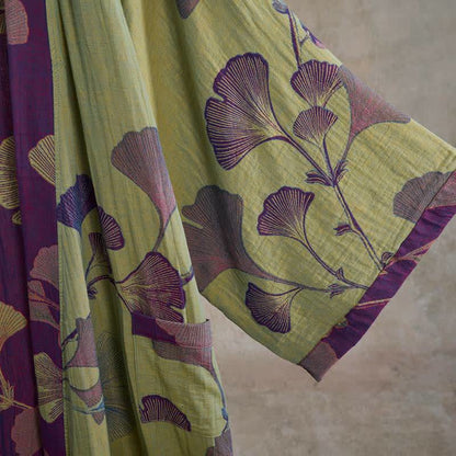 Retro-Kimono aus Baumwolle mit Ginkgoblatt - image 28