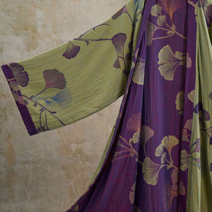 Retro-Kimono aus Baumwolle mit Ginkgoblatt - image 27