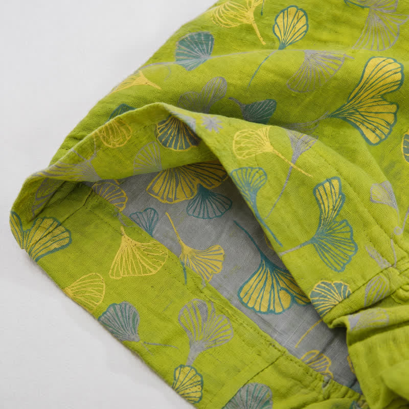 Baumwoll-Pyjamahose mit grünem Ginkgoblatt - image 5
