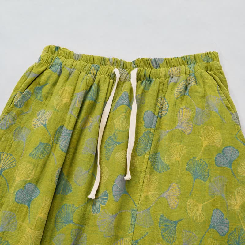 Baumwoll-Pyjamahose mit grünem Ginkgoblatt - image 2
