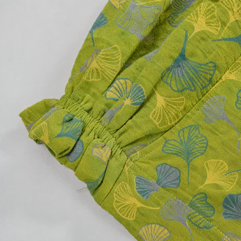 Baumwoll-Pyjamahose mit grünem Ginkgoblatt - image 4