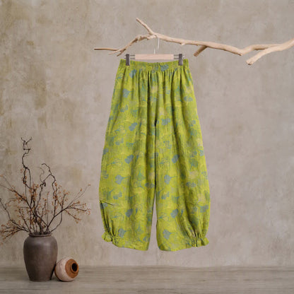 Baumwoll-Pyjamahose mit grünem Ginkgoblatt - image 1